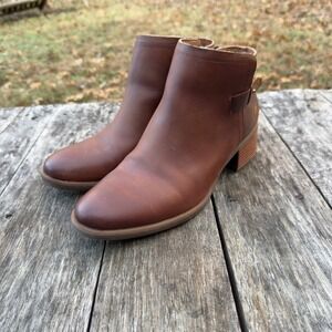 Korks by Kork-Ease Sonya Distressed Leather Ankle Boots Women's 8.5 Brown EUC